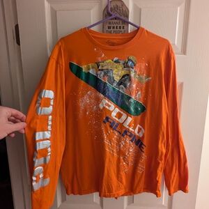Orange Polo Alpine Snowboard Graphic Long Sleeve Shirt